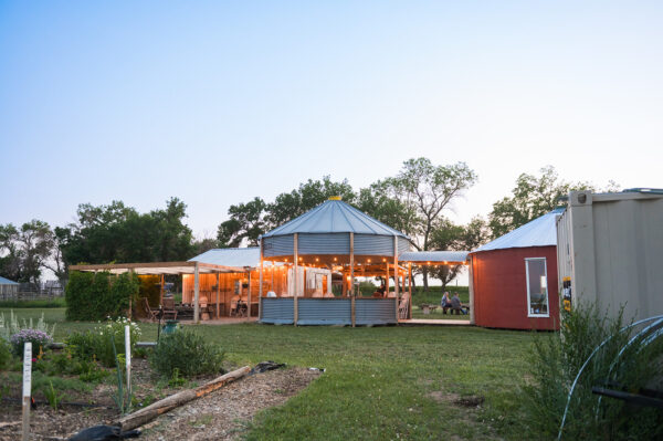 The Farm One Forty event space lit up a dusk.
